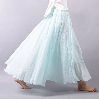 2026 Women Cotton Blending Long Skirts High Waist Good Quality Women Summer Boho Maxi Skirts Brand Faldas Femme Streetwear
