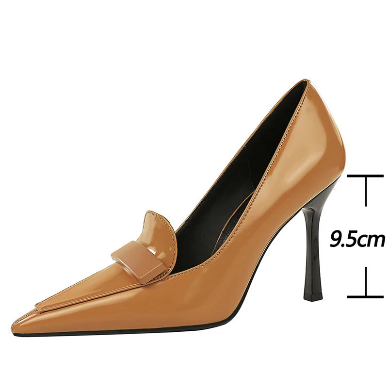 BIGTREE Shoes Patent Leather Women Pumps Sexy High Heels Occupation OL Office Shoes Stiletto 9.5 CM Heels Female Party Shoes