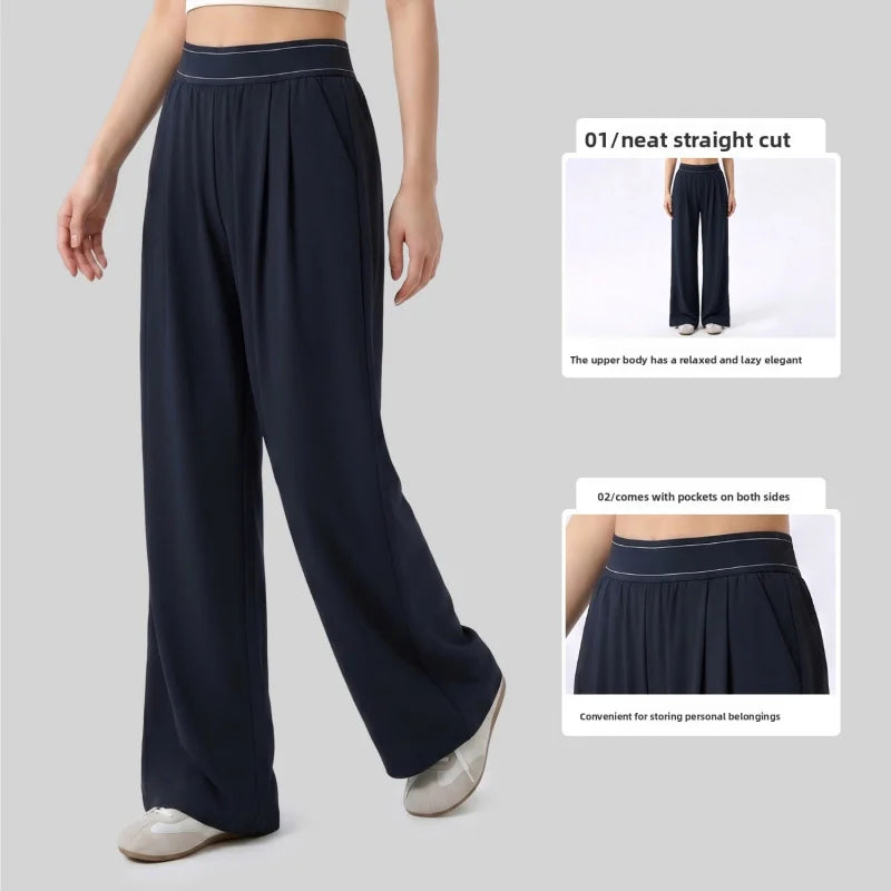 Women Loose Wide Leg Pants Casual Sweatpants with Pockets Lightweight Summer Trousers Comfy Lounge Yoga Pants