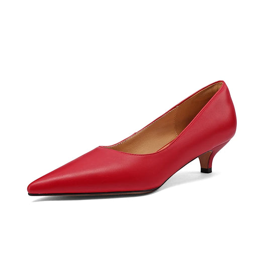SmallHut New Trend 2026 Spring Summer Split Leather Women Pumps Sexy Lady Brown Red Black Party Shoes Fashion Pointed Toe Heels