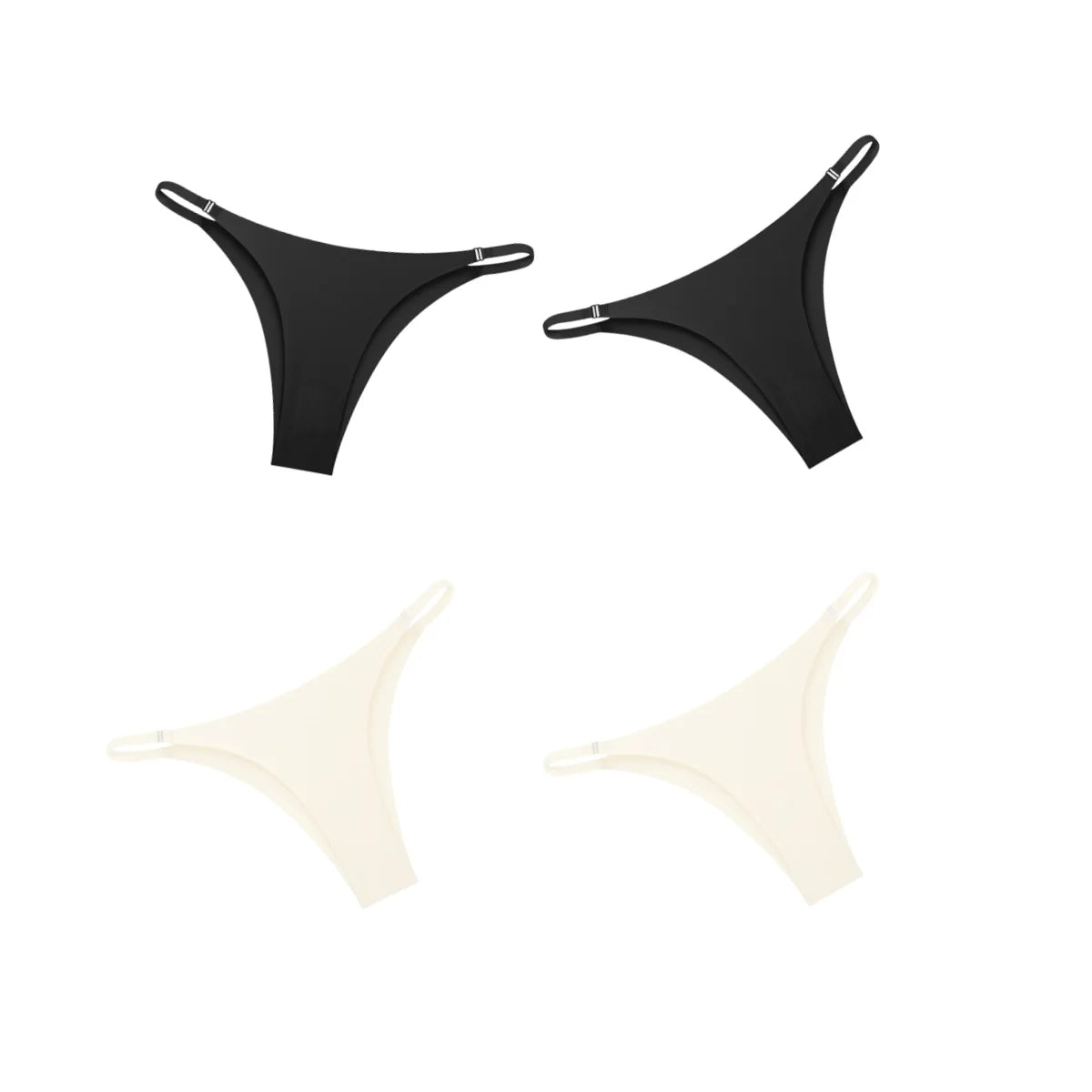 4Pcs/Set Women Ice Silk Low Rise Briefs with Decorative Side Buckle Sexy Brazilian Panties Seamless Underwear Lingerie S-XL