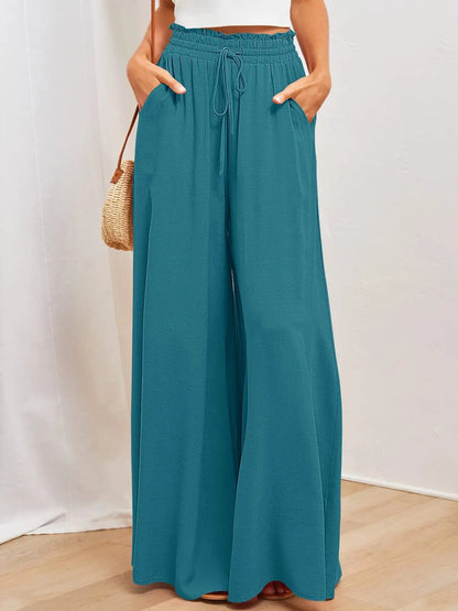 2026 Spring Summer Women Casual Wide Leg Pants Fashion Loose High Waist Long Trousers