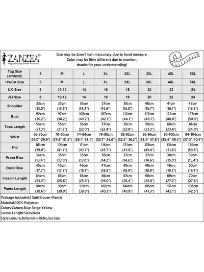 Fashion 2PCS Summer Outfits ZANZEA Sleeveless Embroidery Blouse Pant Sets Women Work OL Matching Sets Casual Holiday Tracksuits