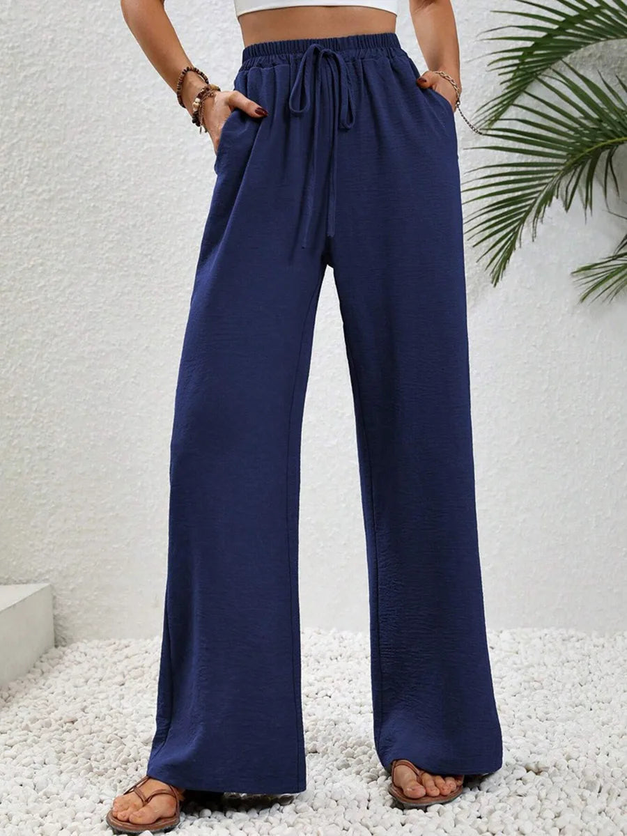 Modigirl 2026 Women Wide Leg Pants Women's Pants And Trousers High Waist Drawstring Elastic Waist Loose Casual Outfits