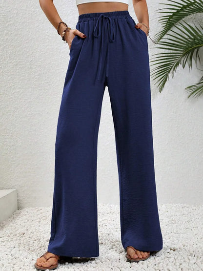Modigirl 2026 Women Wide Leg Pants Women's Pants And Trousers High Waist Drawstring Elastic Waist Loose Casual Outfits