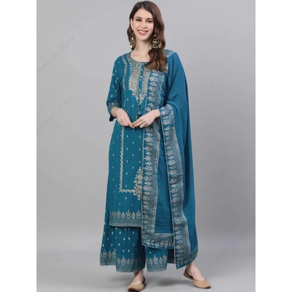 Indian Women's Punjabi Suit 3-Piece Set Cotton Floral Print Kurta Dupatta Ethnic Salwar Kameez for Wedding Diwali Daily Wear