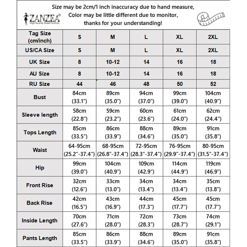 ZANZEA Women Minimalist Pant Sets Autumn Turtleneck 3/4 Sleeve Asymmetrical Hem Blouse & Pant 2pcs Sets Brushed Knit Co-ords