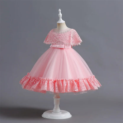 New Kids Girl Pink Ball Gown Christmas Birthday Party Ceremony Dresses For Girls Baby Girl 3-12 Year Mesh Princess Dress