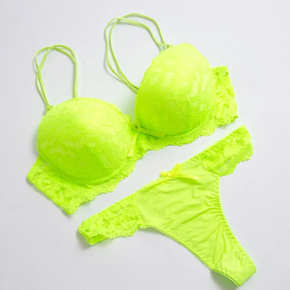 2024 Floral Embroidery Women Underwear Set Sexy Lace Push Up Bra Set Panties Sexy Push Up Brassiere Wirefree Soft Underwear Set
