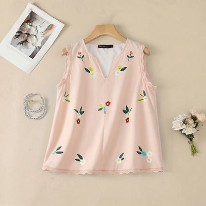 ZANZEA Woman Summer Floral Prints Tank Tops V-Neck Lace Trim A-Line Sleeveless Tops Casual Vacation Beach Blouses 2026 New