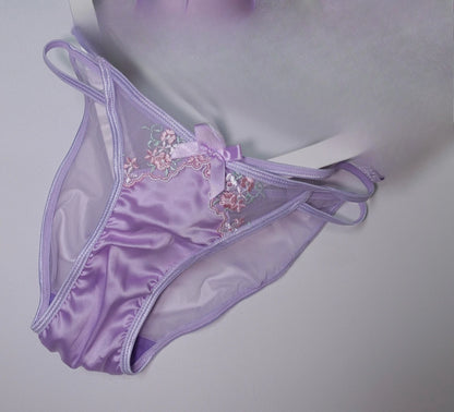 MOYISU Girls French Bra Thin Triangle Cup Purple Embroidery Light Luxury Silk Sexy Pure Desire Lace Underwear Set