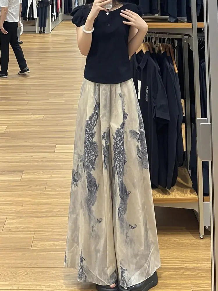 Ice Silk Women Summer Thin Style Slim Casual Straight Nine-point Skirt Pants