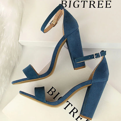 BIGTREE Shoes Sexy High Heels Women Pumps Block Heels Women Sandals Suede Women Heels Female Shoes High Heeled Sandals Summer