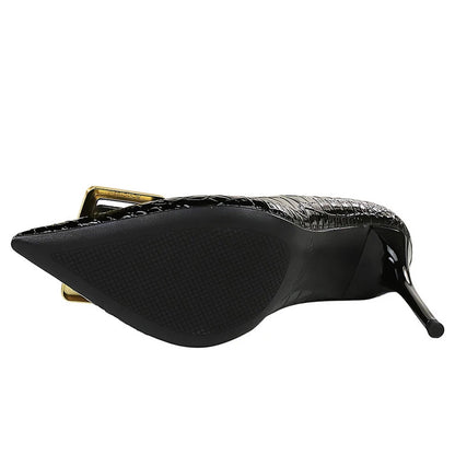 BIGTREE Shoes Women 10 Cm Metal Belt Buckle Ladies Pumps Women Luxury Banquet Shoes Stilettos High Heels Women Sexy Party Shoes