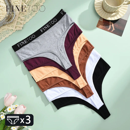 3pcs Plus Size Women Seamless Thongs Cotton High-Waist Comfort Underwear Sexy Elastic Wide Belt Panties Soft Breathable Lingerie