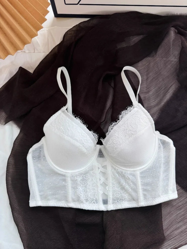 Luxury Fishbone Lace Bra Set for Small Chest | Anti-Sag Soft Underwire Push Up | Tuck Side Fat Enhancer | Sexy Tushy G & Panty