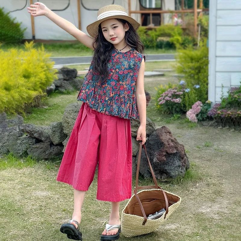 Kids Girl Clothes Summer Suits for Girls 12 14 Years Old Clothing Sets 4 7 Children 11 Korean Children's 2025 Set 8 Year Top Up