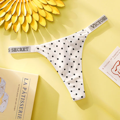 VS Underwear Thong Hipster Seamless Women Polka Dot Lace Bikini Cheeky Panties Set Victoria Secret Breathable Cotton Hipster