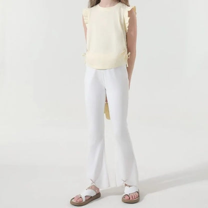 2026 New Girls' Summer Lightweight Elastic Bell Bottom Pants Stylish Baby Wear