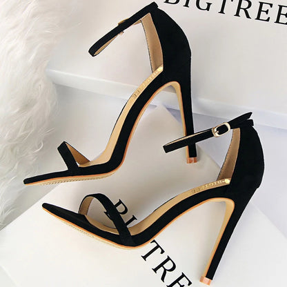 BIGTREE Shoes Women 11cm High Heeled Sandals Ladies Shoes Summer Stilettos Women Sandals Suede Woman Pumps High Heels 2026 New