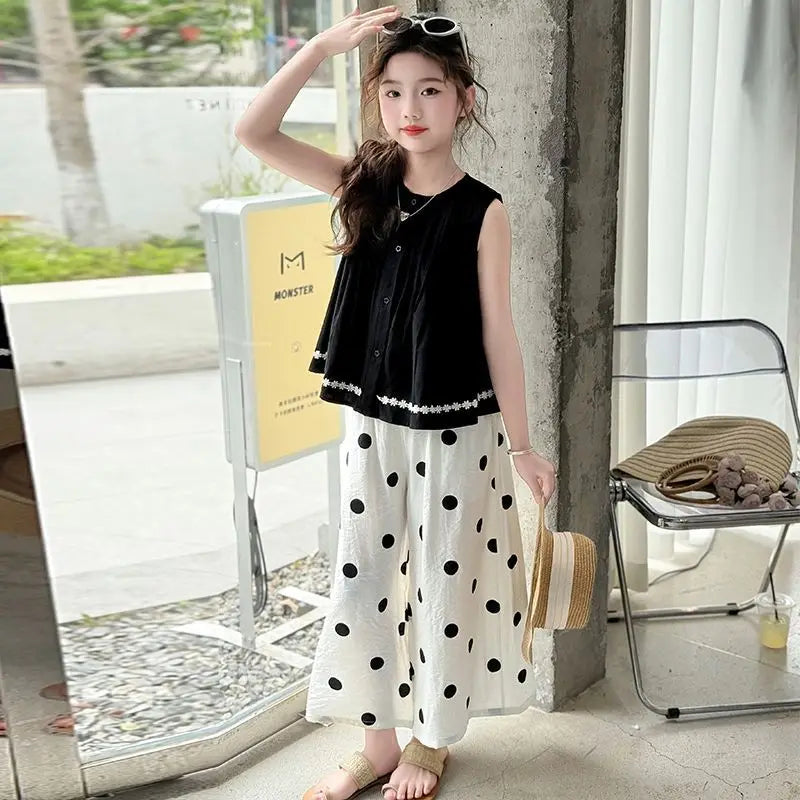Children's Costumes Girl Outfit 2025 Kids Clothes Girls Summer Clothing T-shirt Elementary Sets Korean Teen Sets for Children