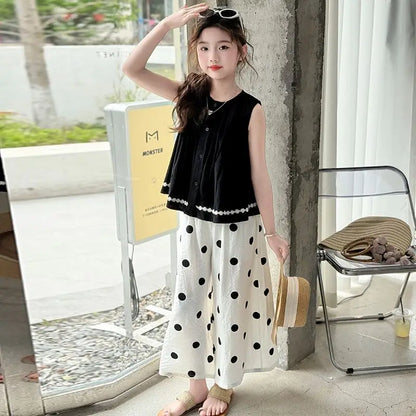 Children's Costumes Girl Outfit 2025 Kids Clothes Girls Summer Clothing T-shirt Elementary Sets Korean Teen Sets for Children