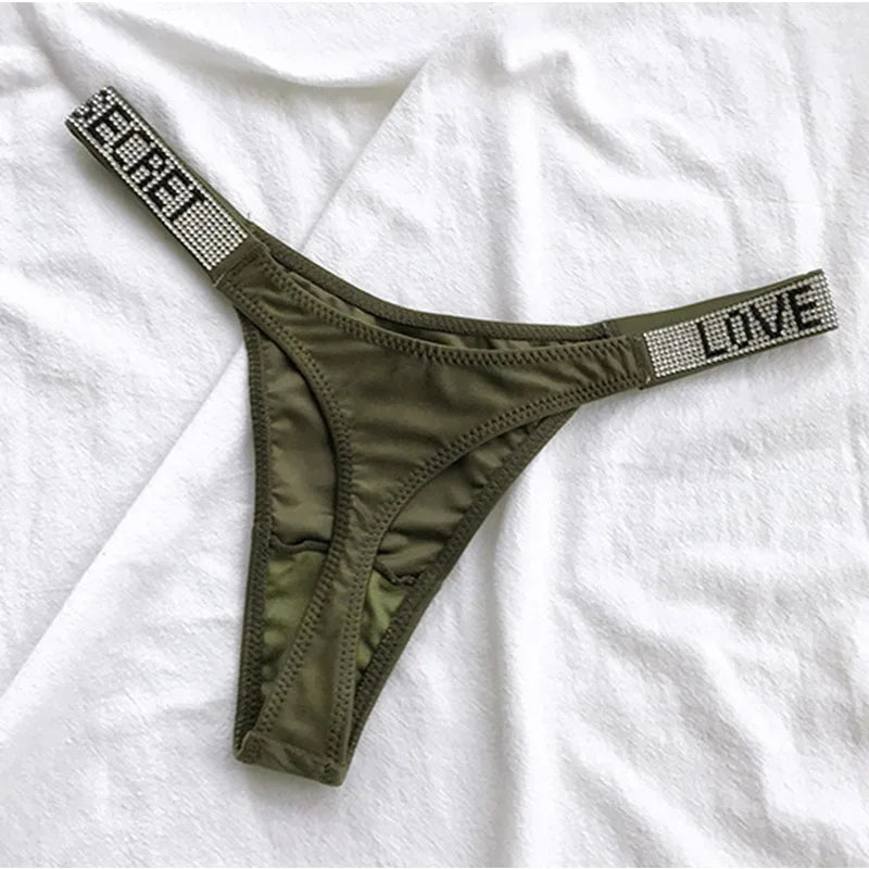 Comfort Ice Silk Seamless Panties Women G String Sexy Rhinestone Leopard Underwear Cotton Low Waist Fitness Lingerie T Thongs