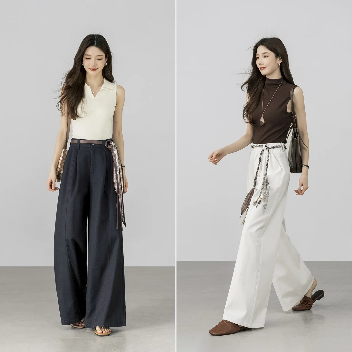 SENTUBILA Women's Wide Leg Baggy Pants 2026 Spring Lyocell Cotton Loose Full Length Trouser Elastic Waist Pant Woman W61KD6035