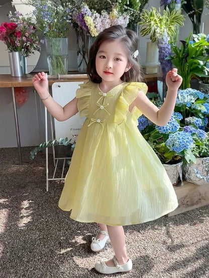 Holiday-style Pinafore Dress Princess Girls Children's Summer Kid Girl Cotton and Linen Dresses Party Clothes 2025 Kids Little