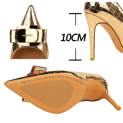 BIGTREE Shoes Metal Buckle Design Women Pumps Patent Leather High Heels 10 Cm Luxury Wedding Shoes Stilettos Sexy Party Shoes