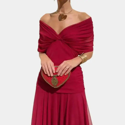 Floral Print High Waist Pleat Party Dress Elegant Women Bat Sleeve Swing Party Dress Female Chest Low Cocktail A-Line Dress HPSW
