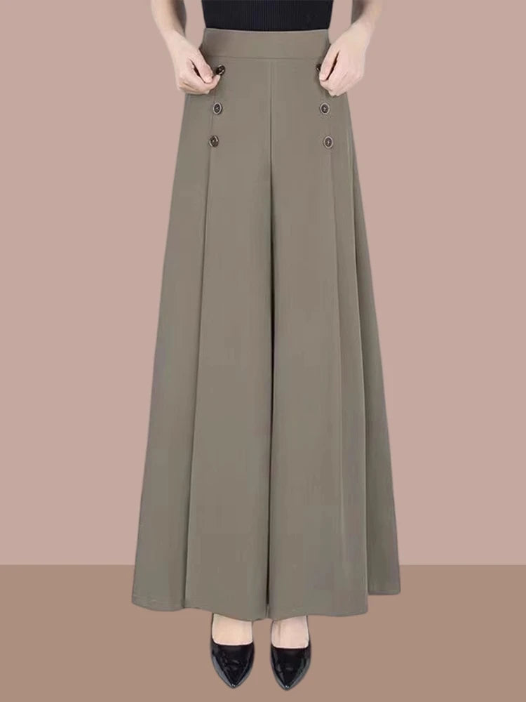 Ladies Ice Silk Wide Leg Pants Draped Thin Summer New Sle Casual High Waist Long Trousers for Middle-Aged Mothers