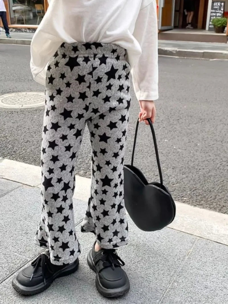 Girls' Flared Wide Leg Pants Spring Autumn Kids' Stylish Outerwear Trendy Children's Clothing