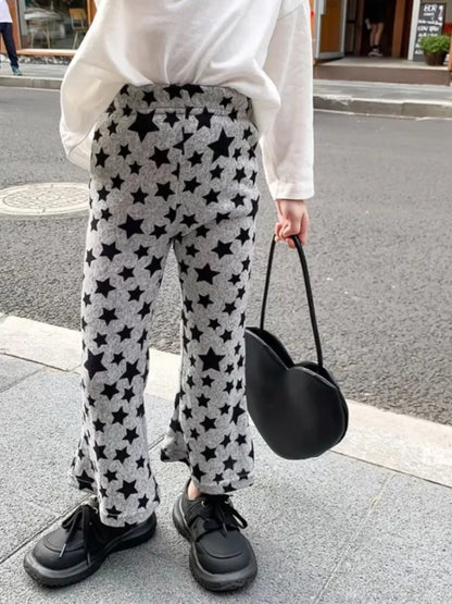 Girls' Flared Wide Leg Pants Spring Autumn Kids' Stylish Outerwear Trendy Children's Clothing