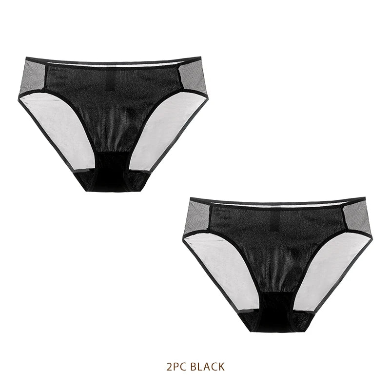 SuyaDream Women Panties 100% Natural silk Lining Meshes Briefs Underwear Health Underpants 2023 New Everyday wear Intimates