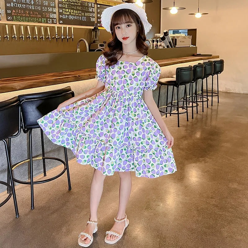 Summer Strawberry Princess Dress Romper for Girls Girls' Clothes Women's Children's Elegant Kids 8 10 Years Child Girl 12 7 9 6
