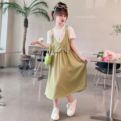 Summer French Dress for Little Girls Dresses Girl's Clothes Party Korean Reviews Many 6 7 Years Princess Elegant From 8 Kid's 10