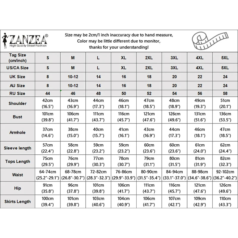 Plus Size Women Dress Sets Modest Muslim Long Sleeve Blouse Maxi Skirt ZANZEA Buttons Up Shirt Sundress Suit 2PCS Ramadan Outfit