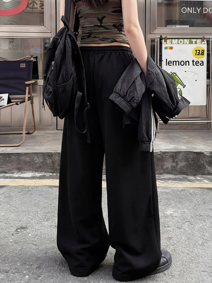 New Women's Plus Size Star Print Pants Fleece Elastic Waist Straight Leg Sweatpants Fashionable and Versatile