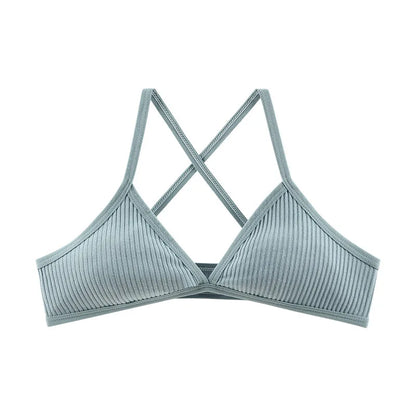 Comfort Lingerie Cotton Bras For Women Thin Style Unlined Bralette Sexy Deep V Triangle Cup Cross Beauty Back Bra бюстгальтер