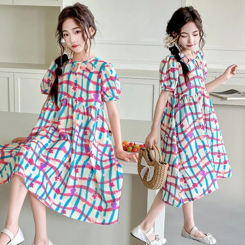 Princess Dress for Little Girls Summer Dress Dresses Girl Luxury White Farm 2025 Children's Clothing 4 Years Clothes Teenager 12