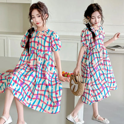 Princess Dress for Little Girls Summer Dress Dresses Girl Luxury White Farm 2025 Children's Clothing 4 Years Clothes Teenager 12
