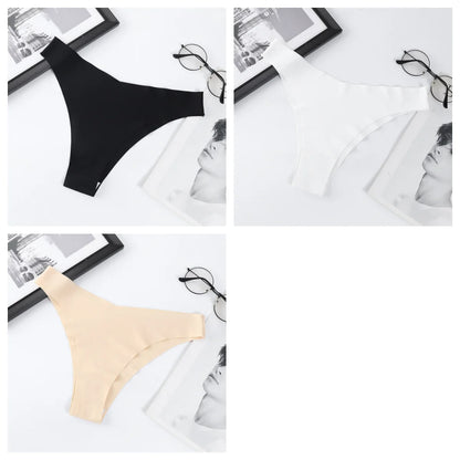 3Pcs/Set Women Ice Silk Panties V-Waist Low Rise Briefs Seamless Underwear Female Quick-Drying Underpants Sexy Lingerie S-L