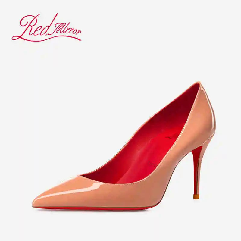 Women Heels Naked Color Women's Elegant High Heel Luxury Black Shoes Woman 2026 Red Shiny Bottoms Pointed Toe Party Ladies Women