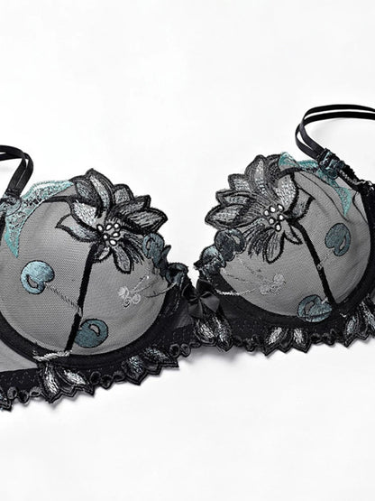 Sexy Lingerie Floral Lace Transparent Breathable Women's Underwear Bra Set for Women