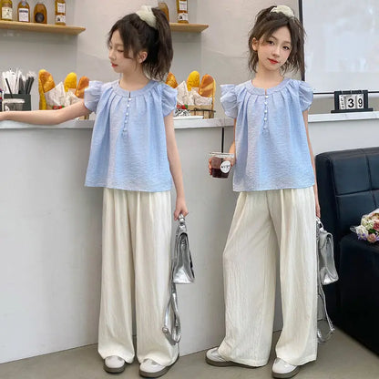 Elementary Student Girl Clothes Summer Suit for Girls Wear Stylish Children Clothing Cartoon Children's Fashion 4 7 8 Years Kids