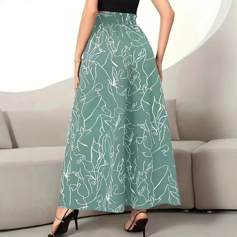 New Style Skirt Waist-length Culottes Women's Summer Long Draped with Large Hem Pants
