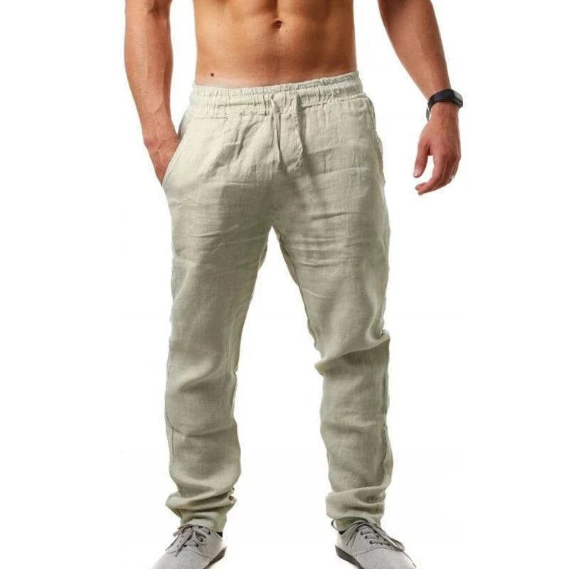 2024 Spring Linen Wide Men Pants Korean Trousers Oversize Cotton Streetwear Male New Yoga Pants Casual Men Clothing Sweatpants