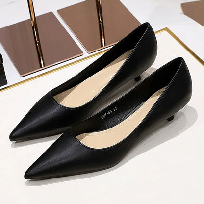 Fashion Pointed Toe Mid Heeled Shoes 4 Cm Stilettos Occupation OL Office shoes Low-Heel Women Shoes Kitten High Heels Pumps Lady
