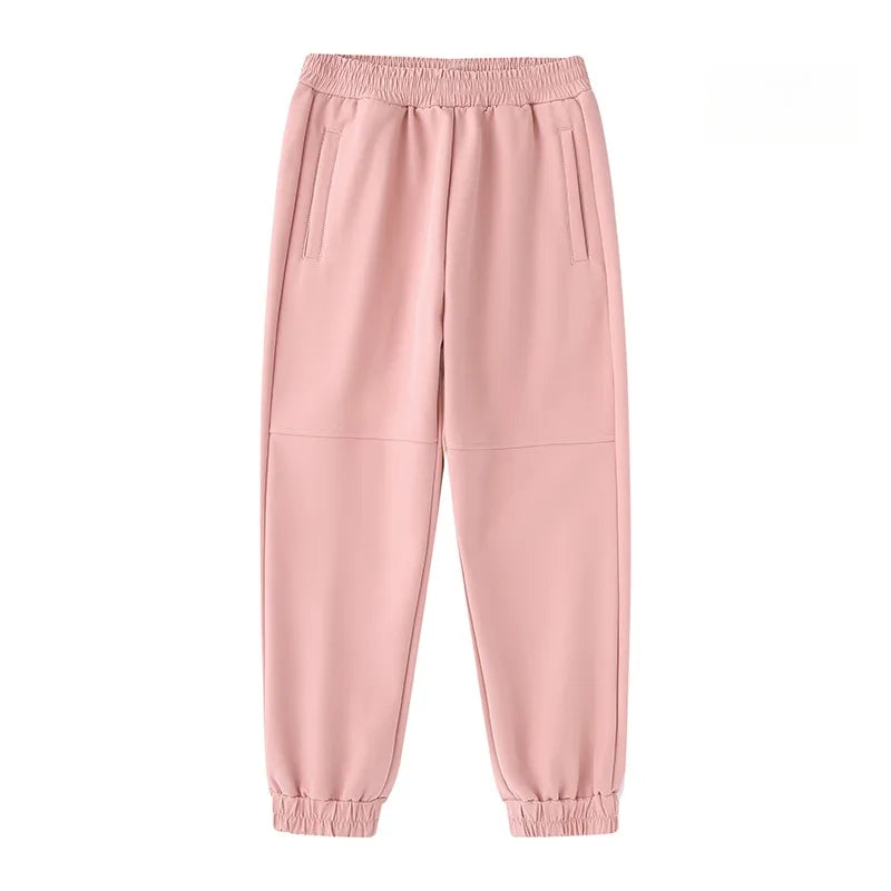 Children's Fleece Lined Soft Shell Pants Warm Autumn Winter Unisex Sports Trousers Outdoor Active Wear for Kids